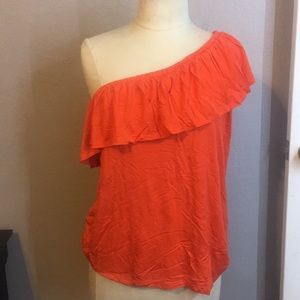 Tangerine off shoulder shirt